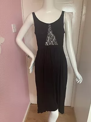 Miss Selfridge Black Mullet Hem Lace Panel Sleeveless Knee Length Dress XS 4 • $8.70