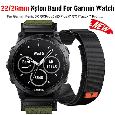 22mm 26mm Nylon Watch Band Strap For Garmin Fenix Tactix 7 Enduro Epix Descent • $25.99