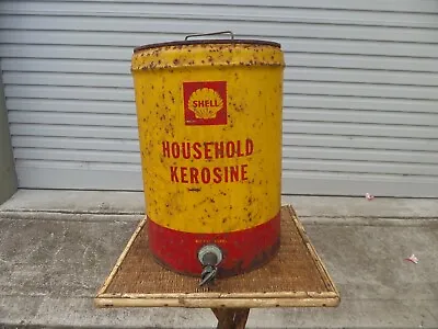 Antique Vintage Old Shell 5 Gallon Oil Tin Can • $60