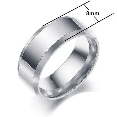 Simple 8MM/6MM Stainless Steel Rings Titanium Steel Jewelry For Men Size 5-12 • $2