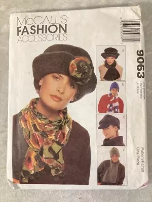 McCalls Sewing Pattern 9063 Mens Womens Fashion Accessories UNCUT Hats Scarves • $7.45