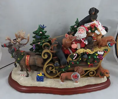 Danbury Mint - Dachshund Dog - Santa Claus Christmas Sleigh Sculpture Figurine • $175