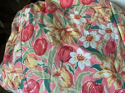 Pair Of Pinch Pleat Laura Ashley Lined Floral Curtains 42in Tops X 63in Long Ea • £65