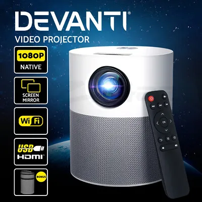 Devanti Portable Wifi Video Projector 1080P Home Theater Screen Cast HDMI • $179.95