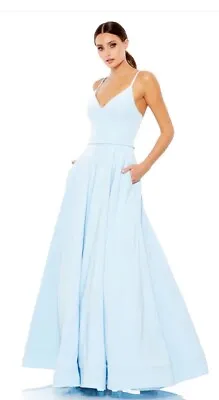 IEENA FOR MAC DUGGAL A-line V-neck Sleeveless Ball Gown Light Blue 48855 NWT • $275