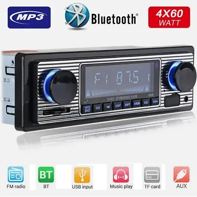 Bluetooth Vintage Car FM Radio MP3 Player USB Classic Stereo Audio Receiver AUX • $18.68