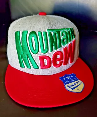 Mountain Dew Hat Authentic Snapback MTN Dew Cap Pepsi Co PepsiCo Red Green Gray • $29.98