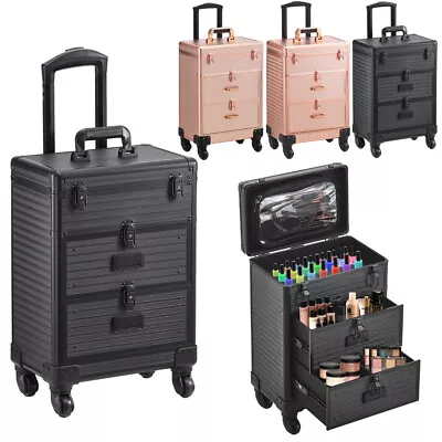 Beauty Salon Makeup Vanity Trolley Case Travel Cosmetic Organizer Box On Wheels • £18.95