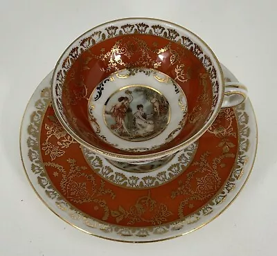 Bremer & Schmidt Orange/Gold Cameo Germany Demitasse Cup & Saucer VTG (A)  • $18.71