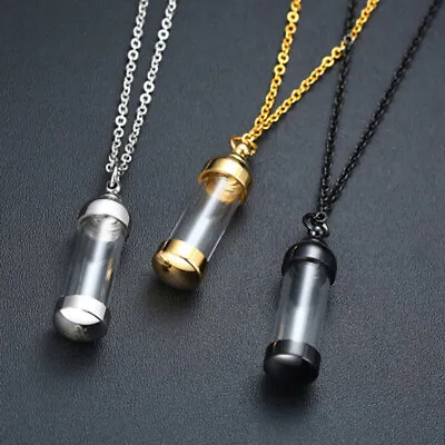 Openable Glass Vial Necklace Pendant Memorial Ash Bottle Cremation Pet Jewel_OZ • $4.51