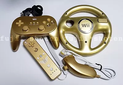 Club Nintendo Wii Zelda Golden Remote Classic Controller Nunchuck Handle Gold • $110