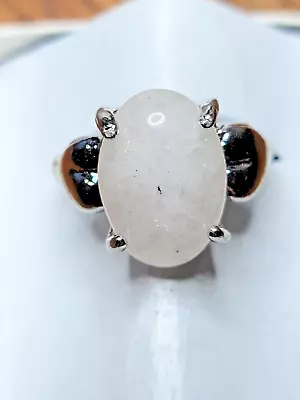 * 10k White Gold Plated Sterling Silver Moonstone Ring   1089 • $4