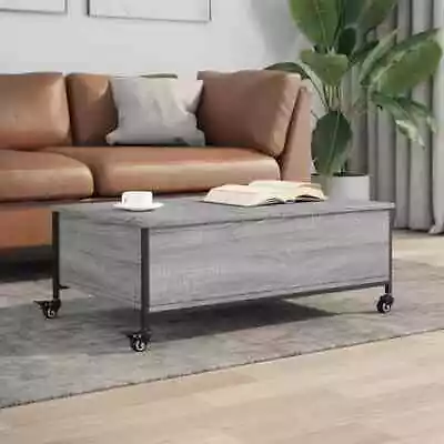 VidaXL Coffee Table With Wheels Grey Sonoma 91x55x34 Cm Engineered Wood • £82.76