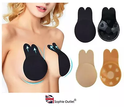 Self Adhesive RABBIT EAR BREAST LIFT Backless Push Up Bra Invisible Nipple Cover • £4.58