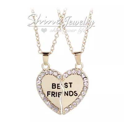 Best Friend Heart Gold Pendant Necklace Friendship Made With SWAROVSKI Crystal • $13.87