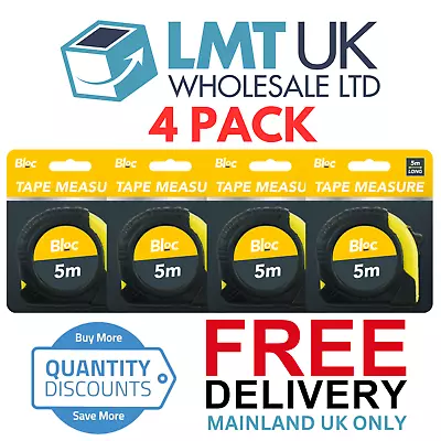 4 Pack Tape Measure Set 5m Metric & Imperial Measuring Tool With Power Grip Lock • £7.99