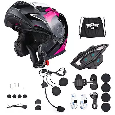 AHR DOT Modular Motorcycle Helmet Bluetooth 5.2 Headset Flip Up Full Face M • $145.90