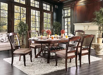 Cottage Dark Cherry Brown Oval Table & Chairs - 7 Piece Dining Set Furniture CDU • $1548.74