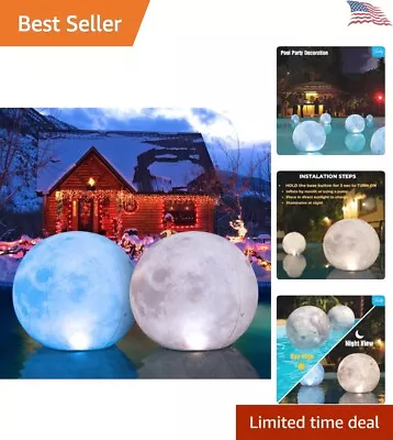 Magical Solar-Powered Color-Changing Moon Floating Pool Lights - Set Of 2 • $75.98