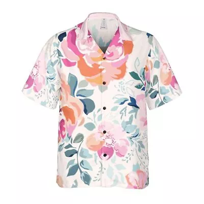 Soft Pink Watercolor Flowers Button Up Shirt • $34.99