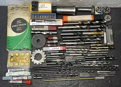 Lot Of Machinist Lathe Tools HSS Taps Drills Carbide End Mills Cutters Metal • $26