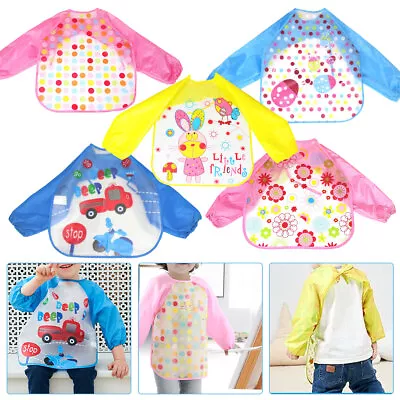 Baby Bibs Apron Long Sleeve Feeding Dribble Waterproof Coverall For Baby Toddler • £2.99