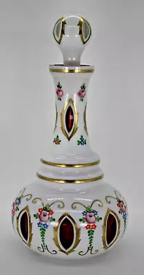 MOSER Bohemian Opaline Cased Cut Ruby Red Decanter CIRCA 1960s • $220