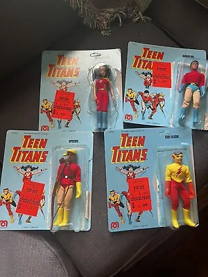 Vintage 1970s Mego 7  Original Teen Titans Action Figure Set 4 MINT W Cards HTF • $2595