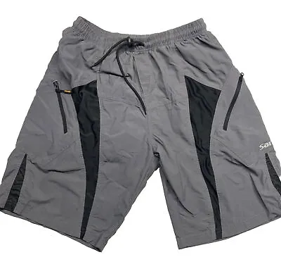 Santic Cycling Shorts Men's Large Gray Loose Fit Mountain Bike Padded Outdoor • $13.88