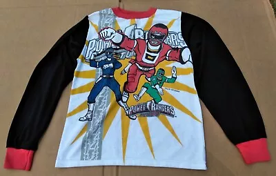 $22 • Buy Vintage 1997 Mighty Morphin Power Rangers Ringer LS Pajama Top Kids 14 VGC