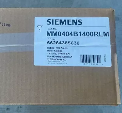 Siemens 400 Amp Meter Main With Two 200A Breakers MM0404B1400RLM Metersocket • $3850