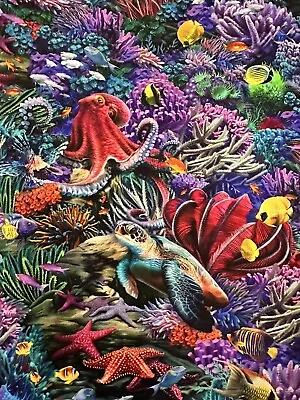 Treasures At Sea Quilting Treasures Ocean Fish Coral Octopus Fabric Half Yard • $6.25