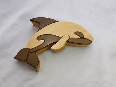 Orca Whale Keepsake Trinket Wood Box Handmade Two Toned 6  Long • $8