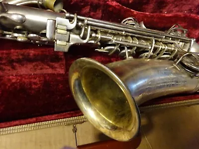 VINTAGE 1924 C.G CONN ALTO SAXOPHONE - Silver Finish W/ Case • $460