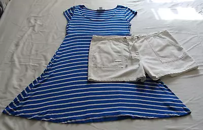 MOTHERHOOD MATERNITY LOT Of 2 Jersey Knit STRIPED Dress & Casual Shorts Sz M • $6.99