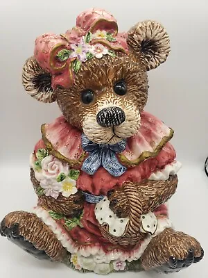  Dolomite Handpainted Girl Teddy Bear With Basket Cookie Jar - 10  Tal • $28.49