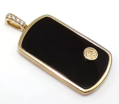 $569.99 • Buy EFFY Logo 14K Yellow Gold Diamond & Black Onyx Dog Tag Pendant LMA2