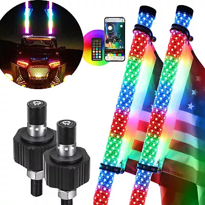 Fat Whips 3 Inch Thick Spiral Chasing RGB Whip Lights ATV UTV Off-Road Pair 3 FT • $246.49