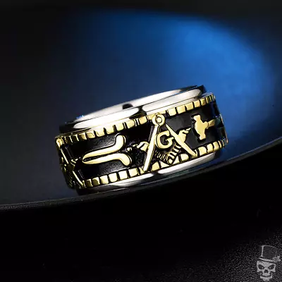 Sculpt Rings™ Freemason Masonic Rotating Stainless Steel Punk Ring • $19.95