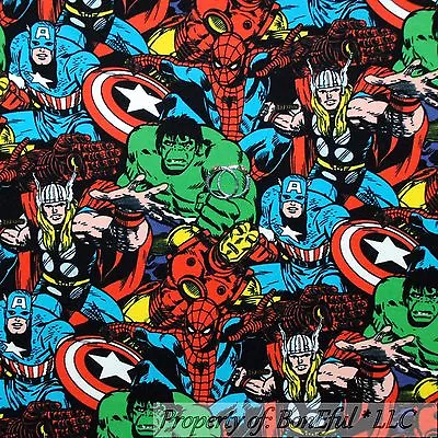 $13.50 • Buy BonEful FABRIC FQ Cotton Jersey KNIT Super Hero Marvel Avengers Boy Hulk Ironman