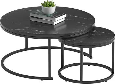 (OPEN BOX) Set Of 2 Round Coffee Tables Modern Accent Side End Table Living Room • $34.99