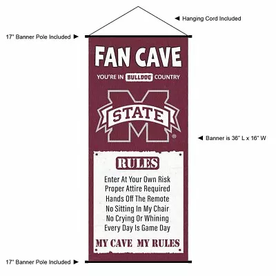 Mississippi State University Bulldogs Man Cave Fan Room Banner Poster Art Canvas • $20.95