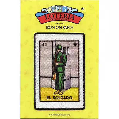 El Soldado 34 Patch Soldier Mexican Loteria Card Sublimated Embroidery Iron On • $10.99