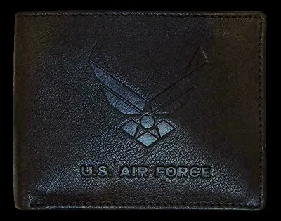 New U.s Air Force Leather Bi-fold Wallet Genuine Black Cowhide Embossed       • $34.99