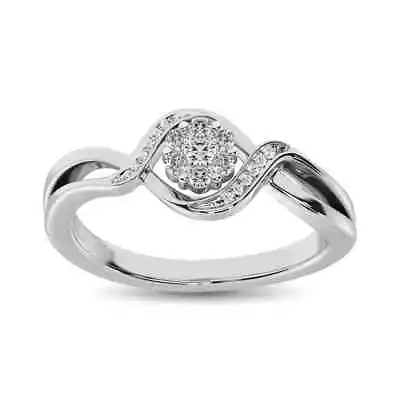 $789.77 • Buy 10 KT White Gold 1/6 CTTW Diamond Flower Ring