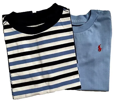 Baby Boys Ralph Lauren Polo T Shirt Crew Neck  1 Stripe 1 Plain Age 24 Mths • £12.99