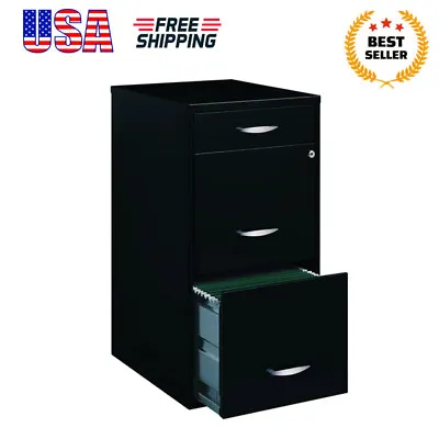 $58.88 • Buy 3 Drawer Vertical File Cabinet Organizer Office Filing Lateral Storage W/ Lock