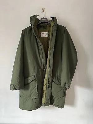 Vintage Swedish Army M90 Parka 1991 Extreme Cold Weather Coat Green Size 190/75 • $78.44