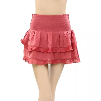 Isabel Marant Étoile High Waisted Mini Skirt Smocked Ruffle Tiered M-38 267910 • $34.96