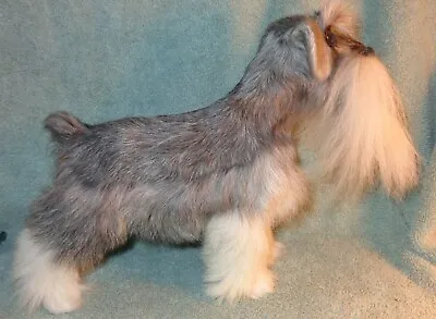 Beautiful 8-1/2” Schnauzer Or Scottie Soft Furry Dog Figurine Life-Like Real Fur • $57.95